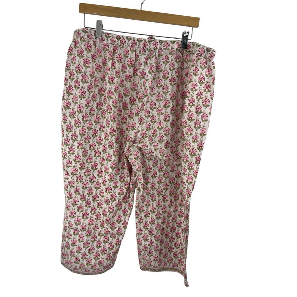 Ella Simone Floral Pajamas Set 1x Moroccan Rose Capri Women’s Cotton Pink Green - Picture 8 of 12